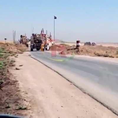 Footage shows a clear, and heavy, exchange of fire between SAA/NDF and U.S. troops in APCs. Syria claims an airstrike later followed.