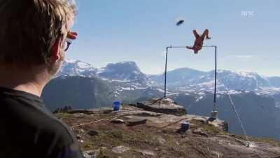 When you combine base jumping with gymnastics...
