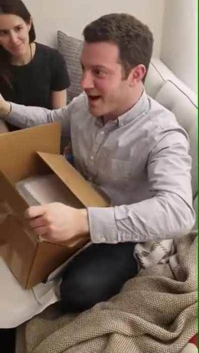 Look how excited she is for him