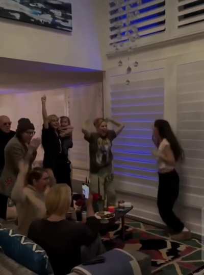 Demi Moore's family celebrating her deserved Golden Globe win! 🍾