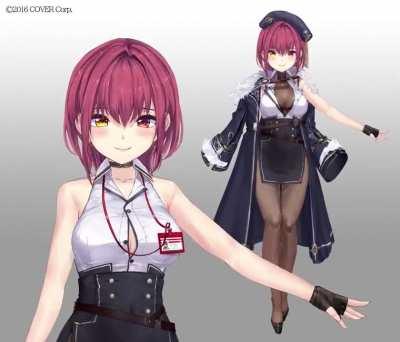 Houshou Marine's new outfit Live2D rigged by @zearu_2D