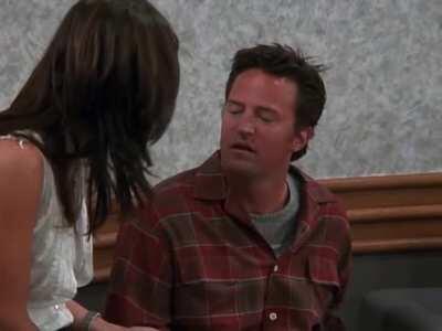 Whenever Monica tries to troll Chandler, She always trolled back by chandler!!! (Second scene was cut from Digital versions but included in DVD version)