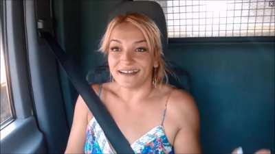 Horny fit dominant tanned Romanian woman flexes.