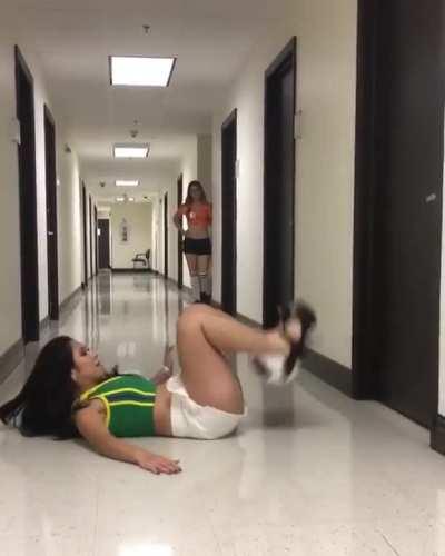 Freestyle soccer in stilettos, my ankles hurt just from watching