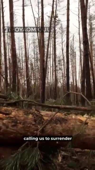 The Russians hung megaphones on APCs and offered Ukrainian soldiers to surrender. The video was shot by Ukrainian soldiers.