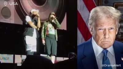 Eminem having a meltdown on stage, crying over Trump.