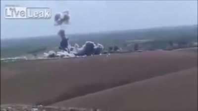 isls svbied gets hit and goes flying, driver detonates himself In mid air.