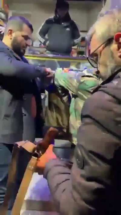 Rebels caught a soldier in Aleppo who had been sleeping all day and had no idea what was going on in the streets, equipped with his weapon and on his way to get some cigarettes from a small shop nearby