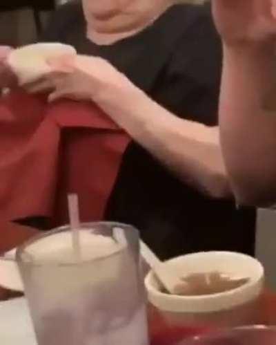 Grandma attending her first Hibachi dinner