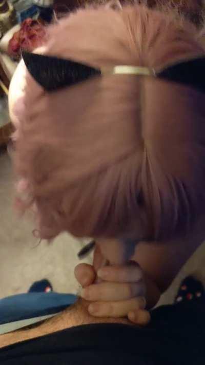 My bull wanted to watch my ass in the mirror while I sucked him off. 