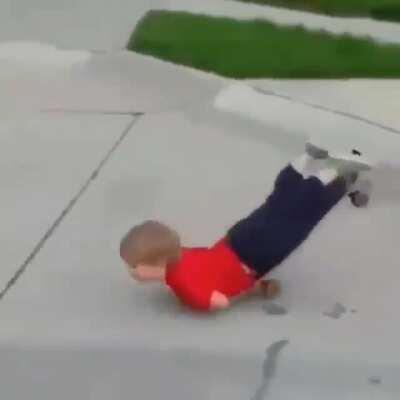 Head first on a skateboard?