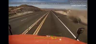 Idiot tries to pass truck
