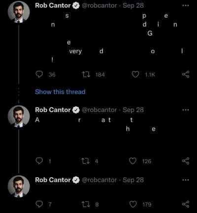 Rob sings The bidding in Twitter