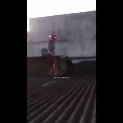 Getting the ball on a tin roof and than performing tricks on it