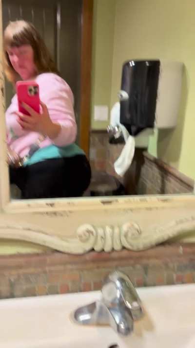 Feeling naughty while farting in a restaurant bathroom. Hoping someone from the big line of people waiting outside will enjoy it 😈