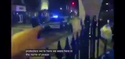 Boston PD smashing their own cruiser last night. It was later set on fire