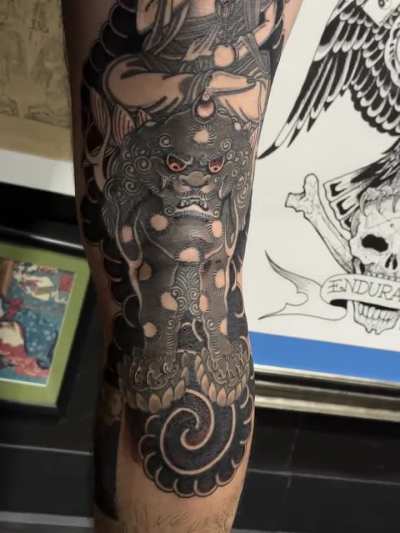 Kannon on the back of knee. Dominic Vasquez @ Superfly Tattoo San Diego CA 🇺🇸