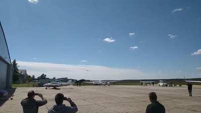 Mig-15 low pass as a thank you from the pilot for the maintenance