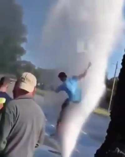 He just goes flying.