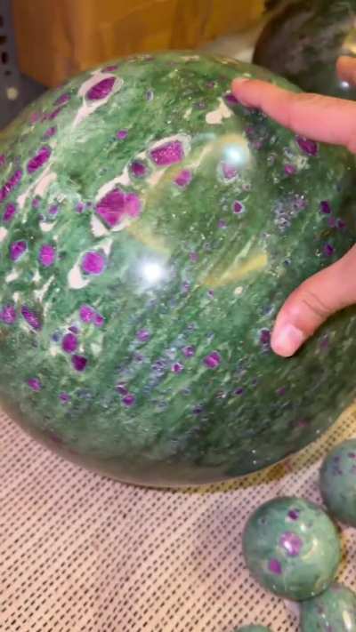 Christmas came late in the form of this 40 kilo ruby fuchsite sphere!