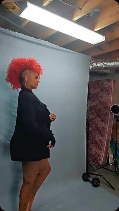 (@shynotshy__) wearing nothing but a jacket on IG Live!