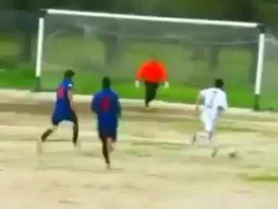 Quadruple woodwork hit