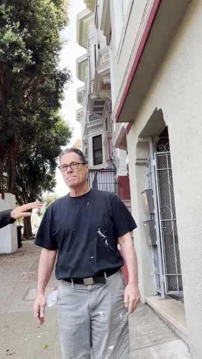 Dude doesn’t like dogs walking by his San Francisco building but blocks me as I’m trying to walk away