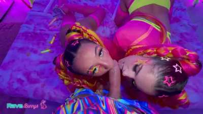 Starburst ravers blowing me after the festival