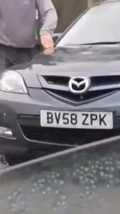 To pump his tire up in peace