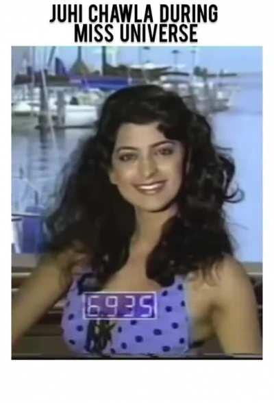 Juhi Chawla in during Swimsuit Round in Miss Universe 1984
