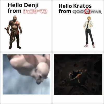 Couldn't find the much anticipated CSM x GOW jumping off meme so made it myself