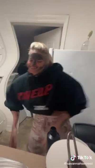 When she throws her hands up