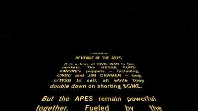 STONK WARS, EPISODE III: REVENGE OF THE APES — THE $GME 🚀IS FLYING ALL THE WAY TO THE OUTER RIM — HOLD THE LINE, APES TOGETHER STRONG