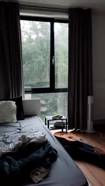 Peaceful in my flat with my tea, books and guitar