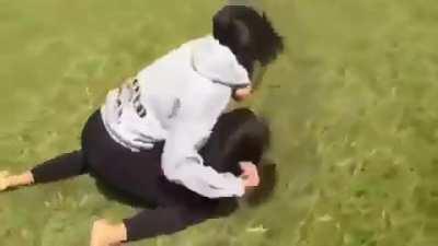 Girl gets completely owned - ground and pound, arm bar, choked out