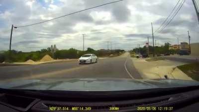 I think he forgot he was pulling a trailer behind him.