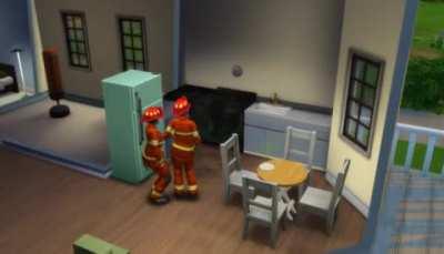 Firefighters came to extinguish the fire and started dancing after :D