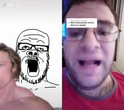 Absolute king (right) says fuck off to the virgin haters (left)