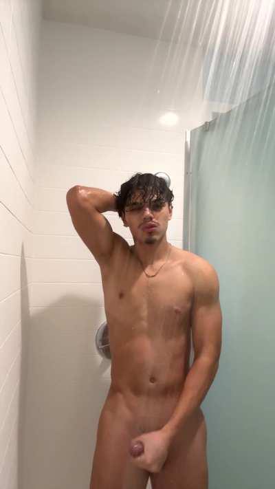 Turned the shower into a shooting range