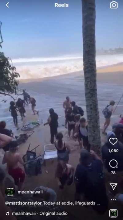 Just your nice sunny day watching a surf competition on the North Shore