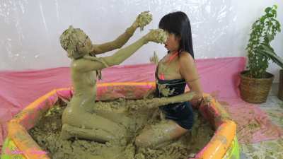 My friend caught me playing with the mud and I convinced her to join in