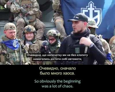 Rare tri-lingual interview with the post-Belgorod fighters from RVC and FoRL. We can even see Cesar in the last few seconds. In this clip, Nikitin demonstrates use of Russian and English languages with ease.