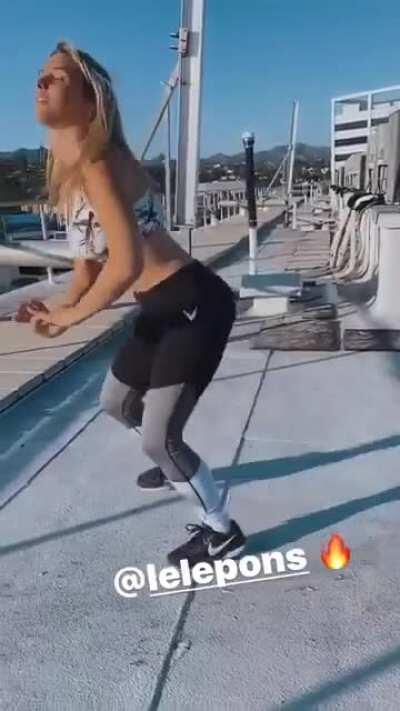 Training that booty 2 and tongue out