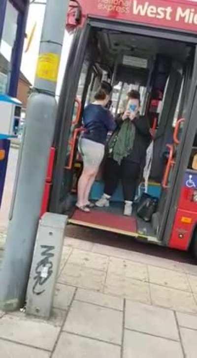 Bus held up by a walking moose knuckle