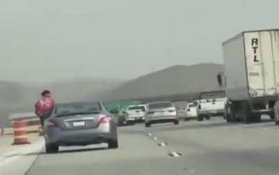 I'm so cool dancing outside my car while it's moving