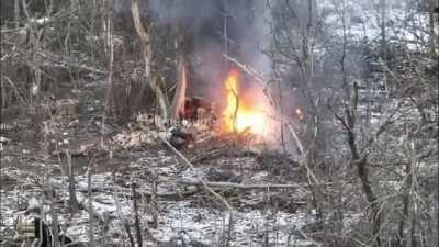 A VOG-17 Lights a Russian Ammo Dump in the Woods
