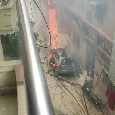 Never park your car near electricity pole