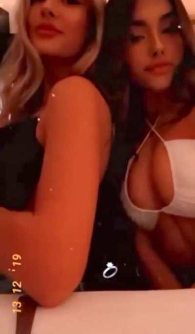 Tight top showing off her tits and then she licks her lips, I want her so bad
