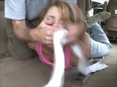 Blonde Tied up in the Van