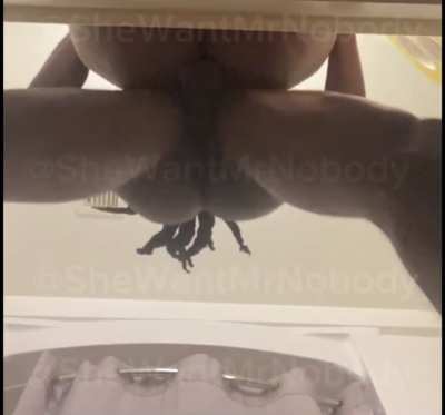 She told him to wait outside the bathroom... I told her I wasn't stopping til she forgot he was there.